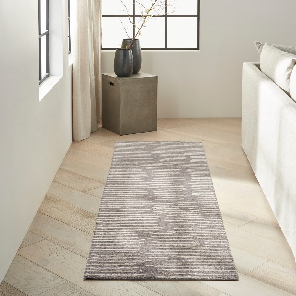 Calvin Klein Linear CK010 LNR01 Runner Rugs in Grey